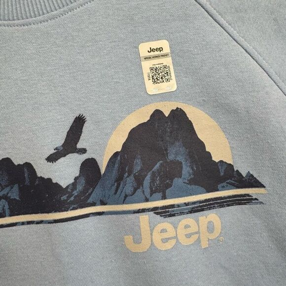 Official Jeep Light Blue Live Free Pullover Graphic Cotton Sweater Size Small NW - Picture 3 of 5